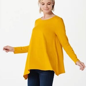 QVC AnyBody Cozy Knit Jersey Asymmetrical Long Sleeve Top